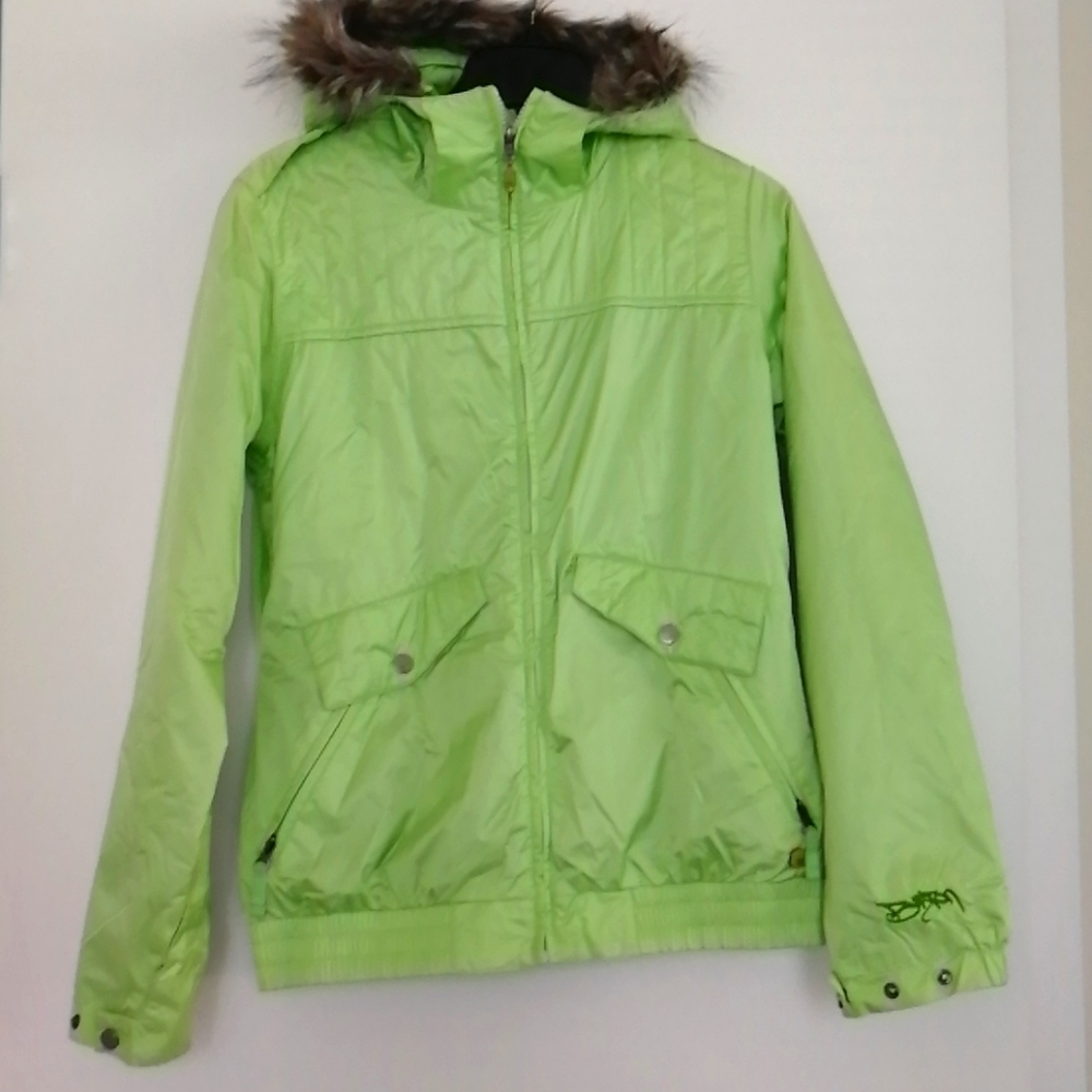 Like-new muted lime green Burton snowboarding jacket